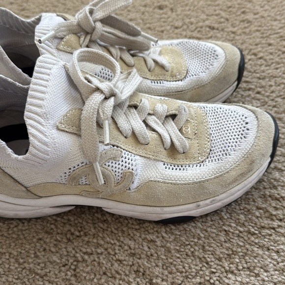 Chanel beige and white sock sneakers 38.5 - Picture 7 of 9